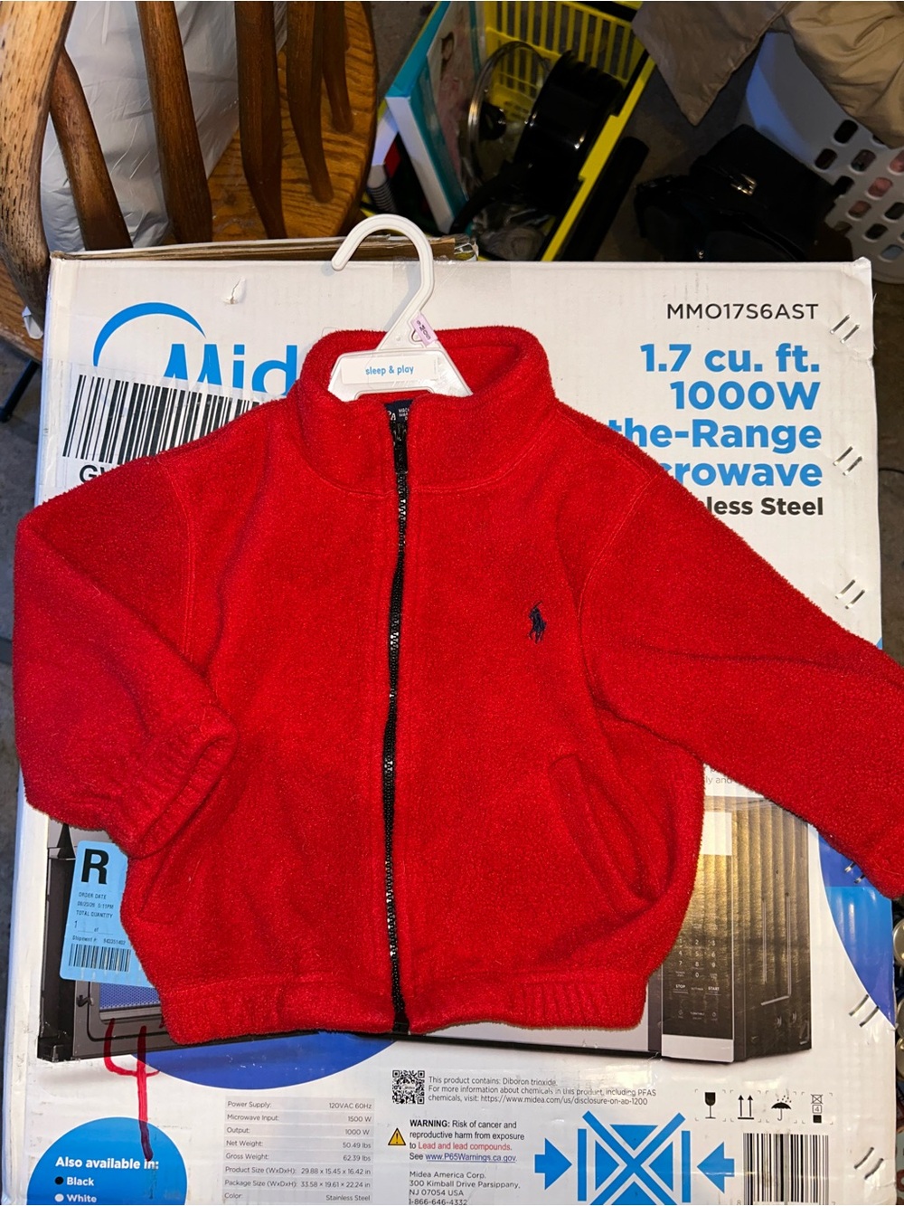 Ralph Lauren Red Fleece Zip-Up Jacket for Toddler 18-24 Months